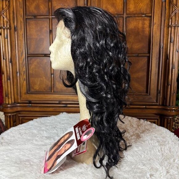 Freetress Equal 23" Star Lace Front Natural Hairline Color 1B Wavy Synthetic Wig - Picture 6 of 16